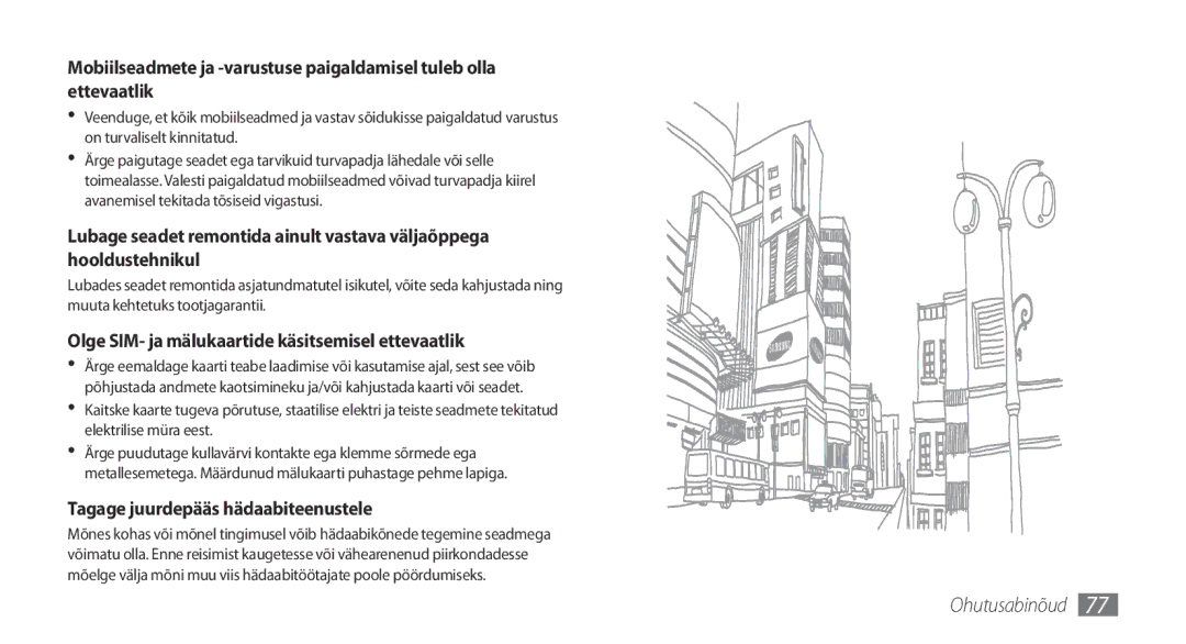 Samsung GT-I8700YKBSEB manual Olge SIM- ja mälukaartide käsitsemisel ettevaatlik 