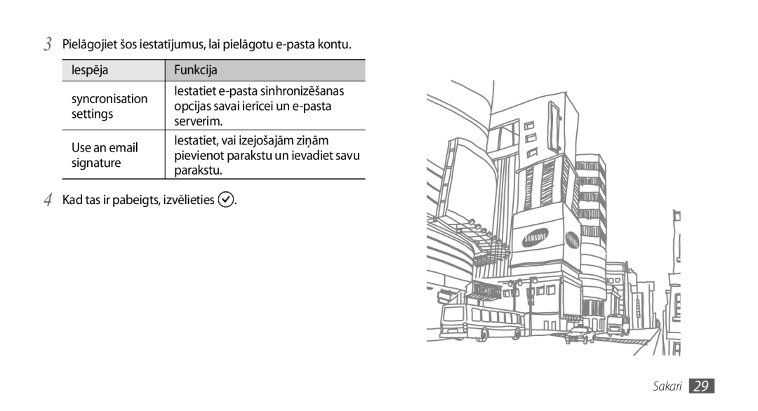 Samsung GT-I8700YKBSEB manual Iespēja, Settings, Use an email, Signature 