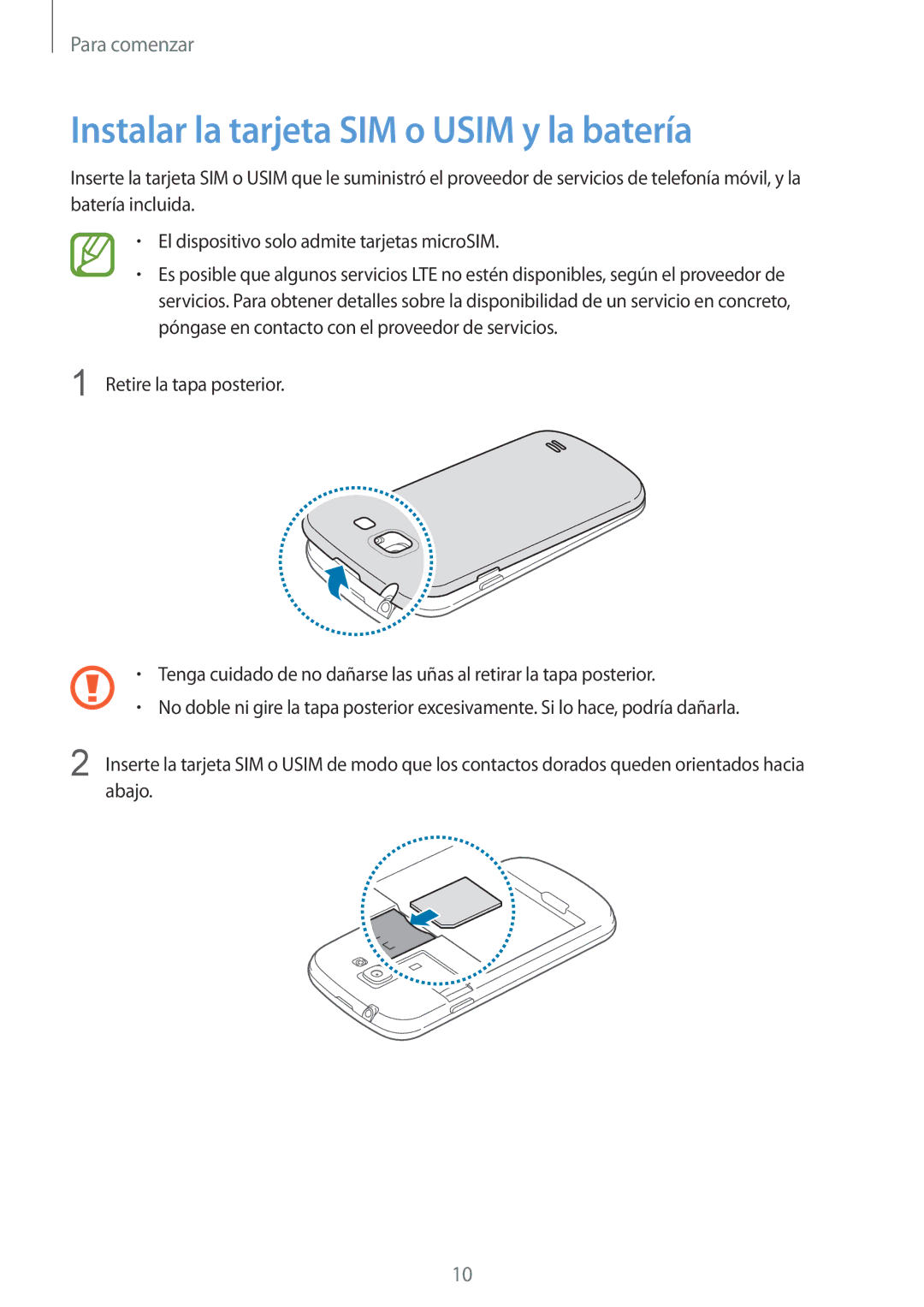 Samsung GT-I8730ZWAYOG, GT-I8730TAAMEO, GT-I8730ZWADBT, GT-I8730ZWAAMN manual Instalar la tarjeta SIM o Usim y la batería 