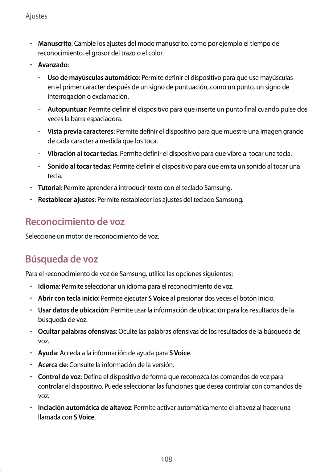 Samsung GT-I8730ZWAPHE, GT-I8730TAAMEO, GT-I8730ZWADBT, GT-I8730ZWAYOG manual Reconocimiento de voz, Búsqueda de voz, Avanzado 