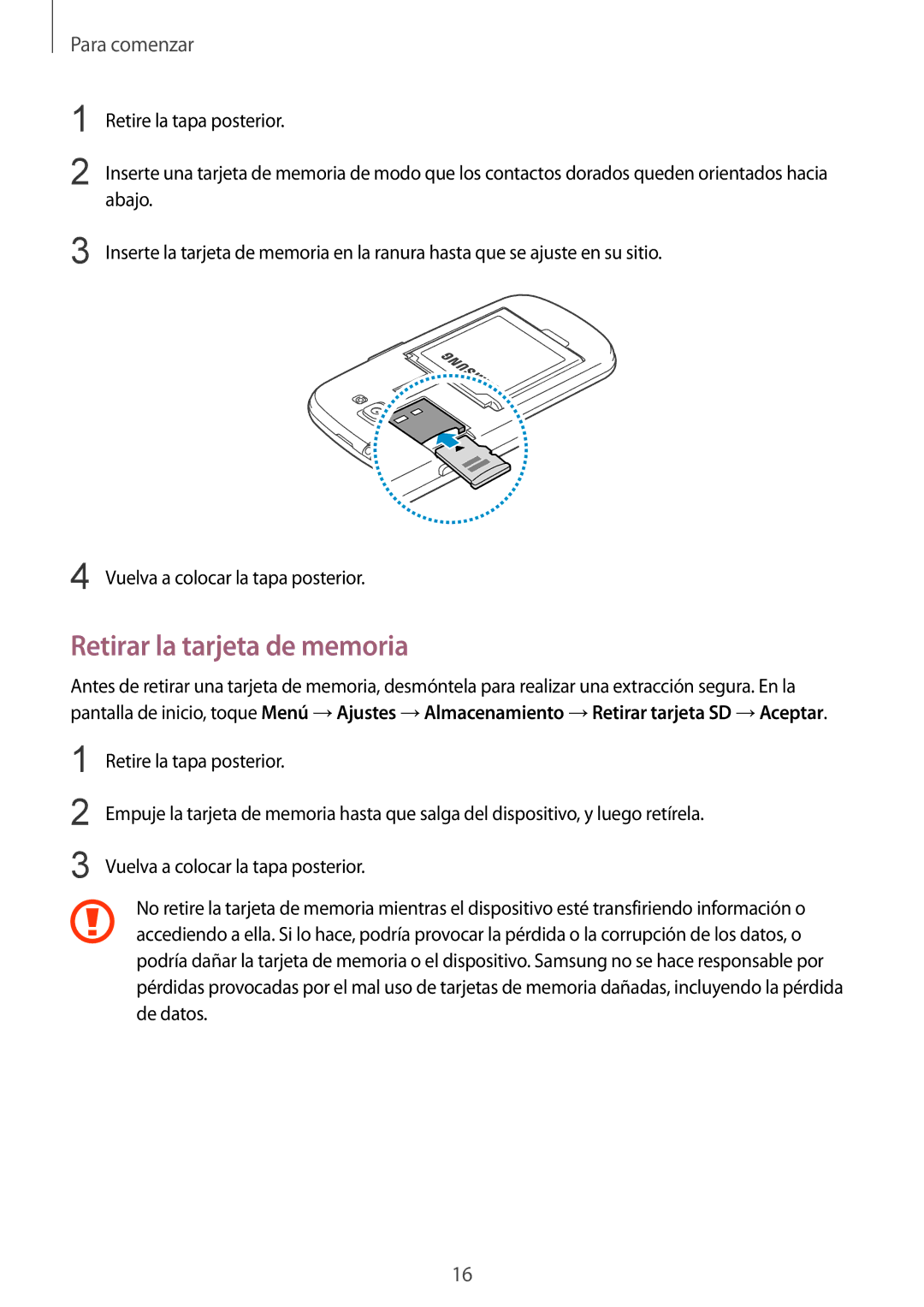 Samsung GT-I8730TAAMEO, GT-I8730ZWADBT, GT-I8730ZWAYOG, GT-I8730ZWAAMN, GT-I8730ZWAPHE manual Retirar la tarjeta de memoria 