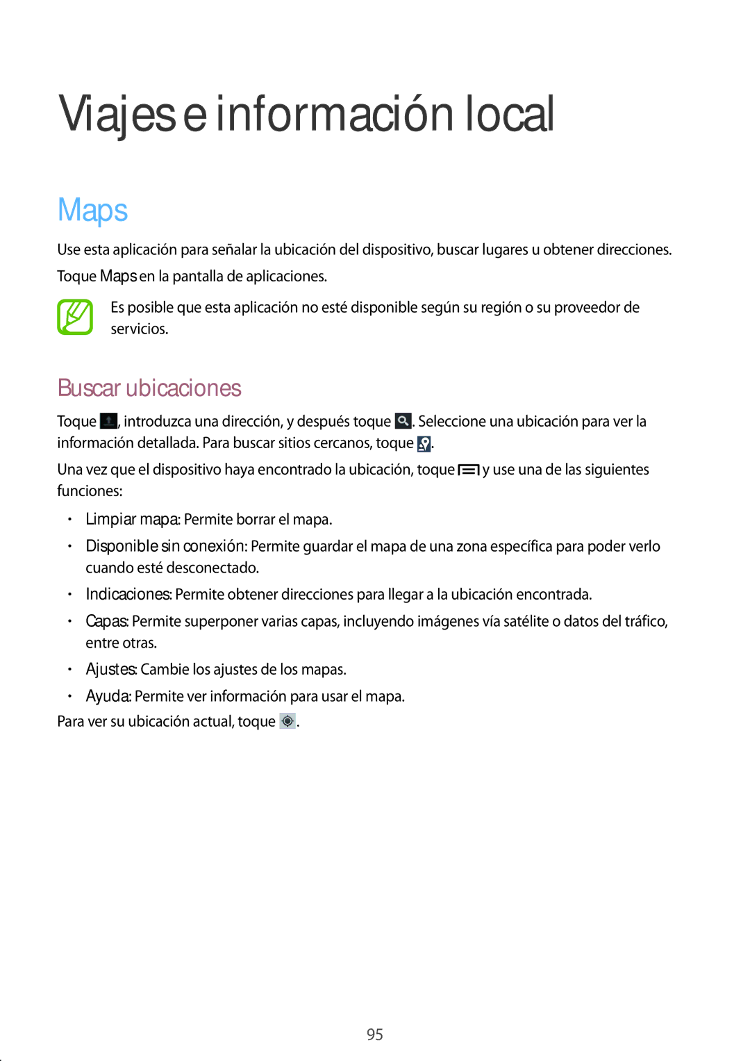 Samsung GT-I8730TAAAMN, GT-I8730TAAMEO, GT-I8730ZWADBT, GT-I8730ZWAYOG Viajes e información local, Maps, Buscar ubicaciones 