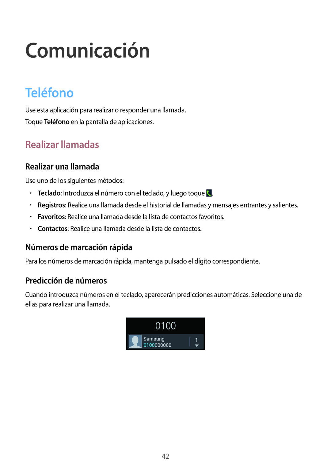 Samsung GT-I8730ZWAYOG manual Comunicación, Teléfono, Realizar llamadas, Realizar una llamada, Números de marcación rápida 