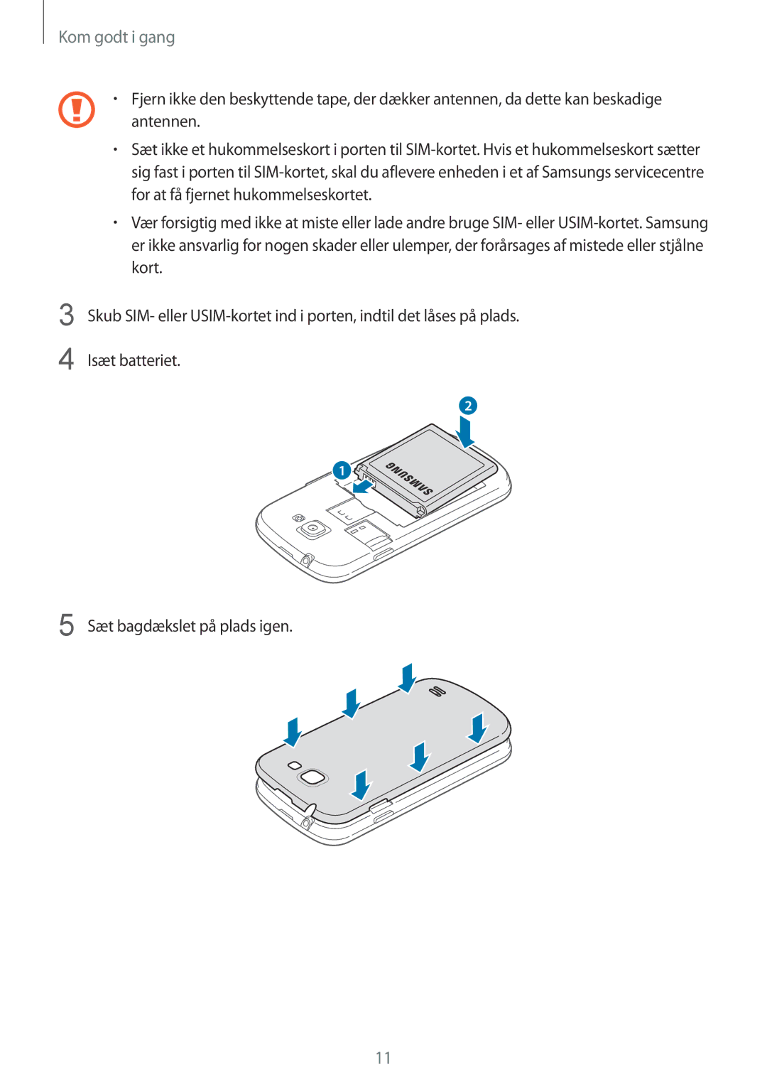 Samsung GT-I8730ZWANEE, GT-I8730TAANEE manual Kom godt i gang 