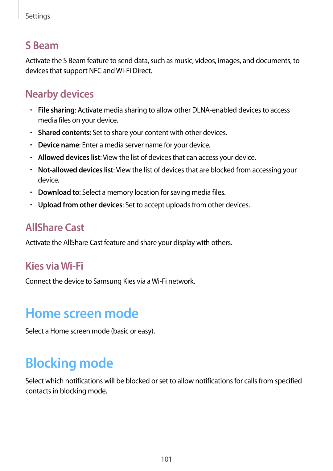 Samsung GT-I8730ZWATMN, GT-I8730TAAVGR, GT-I8730ZWAVD2, GT-I8730ZWAMEO, GT-I8730ZWAITV manual Home screen mode, Blocking mode 