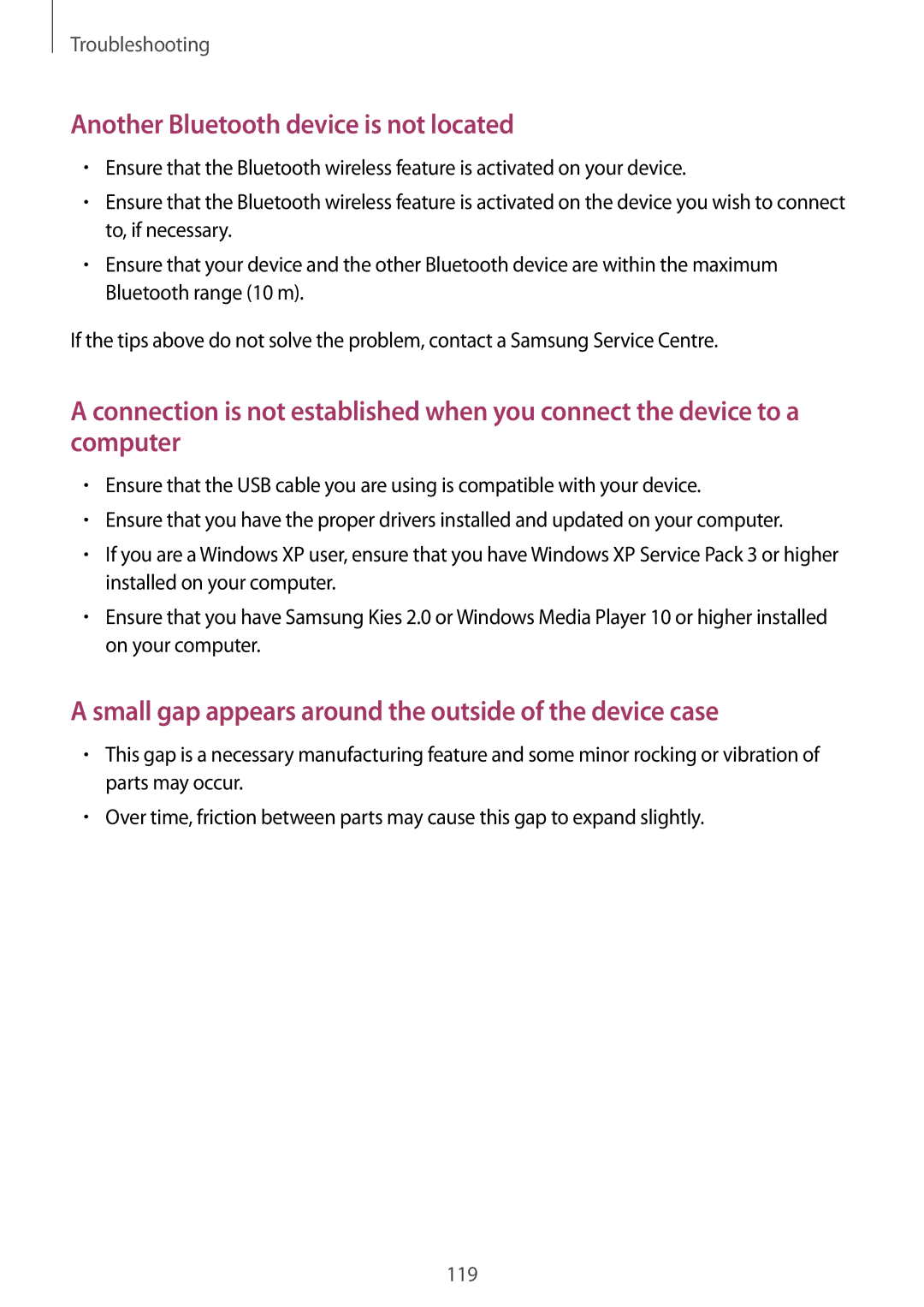 Samsung GT-I8730TAAATL, GT-I8730TAAVGR, GT-I8730ZWAVD2, GT-I8730ZWAMEO manual Another Bluetooth device is not located 