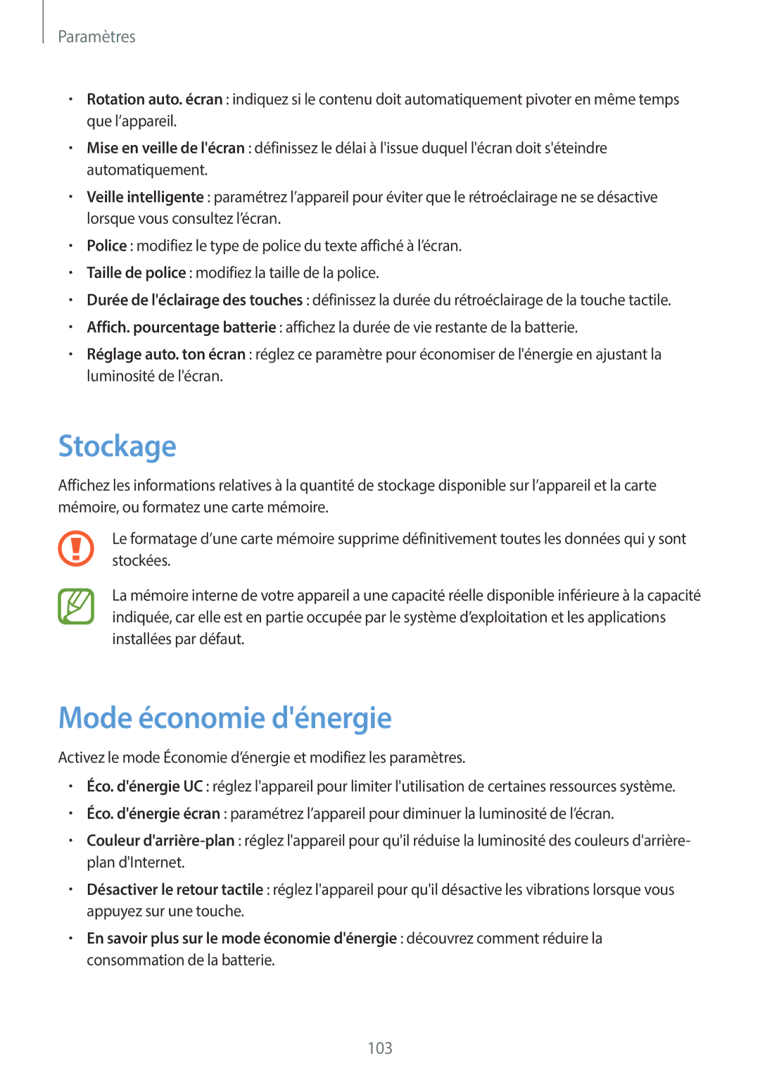 Samsung GT-I8730TAAFTM, GT-I8730ZWABOG, GT-I8730ZWASFR, GT-I8730ZWAXEF, GT-I8730TAABOG manual Stockage, Mode économie dénergie 