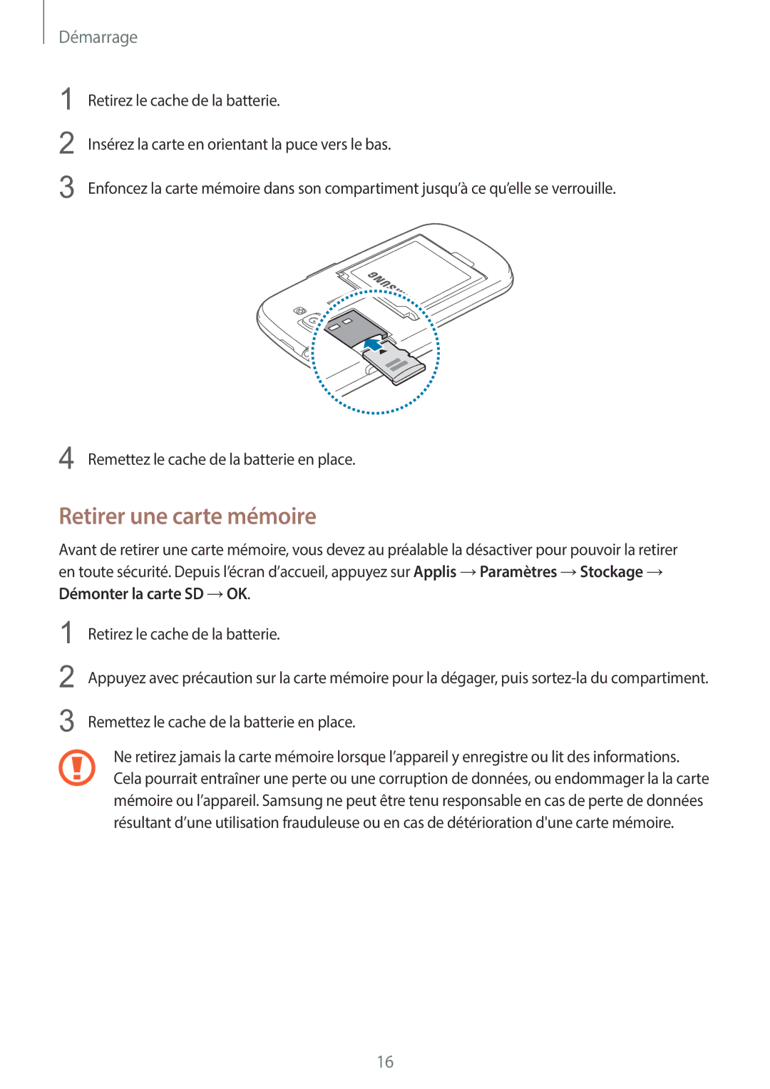 Samsung GT-I8730ZWASFR, GT-I8730ZWABOG, GT-I8730ZWAXEF, GT-I8730TAAFTM, GT-I8730TAABOG manual Retirer une carte mémoire 