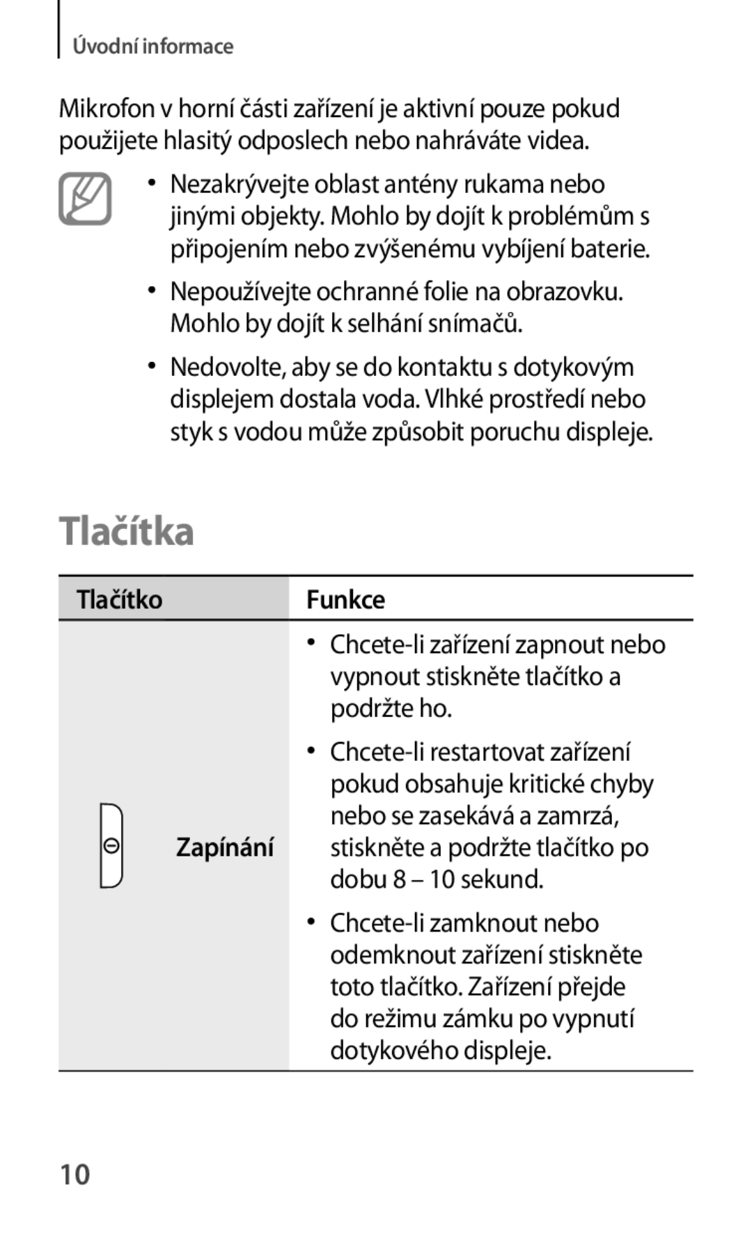 Samsung GT-I8730ZWAETL, GT-I8730TAAETL manual Tlačítka, TlačítkoFunkce 