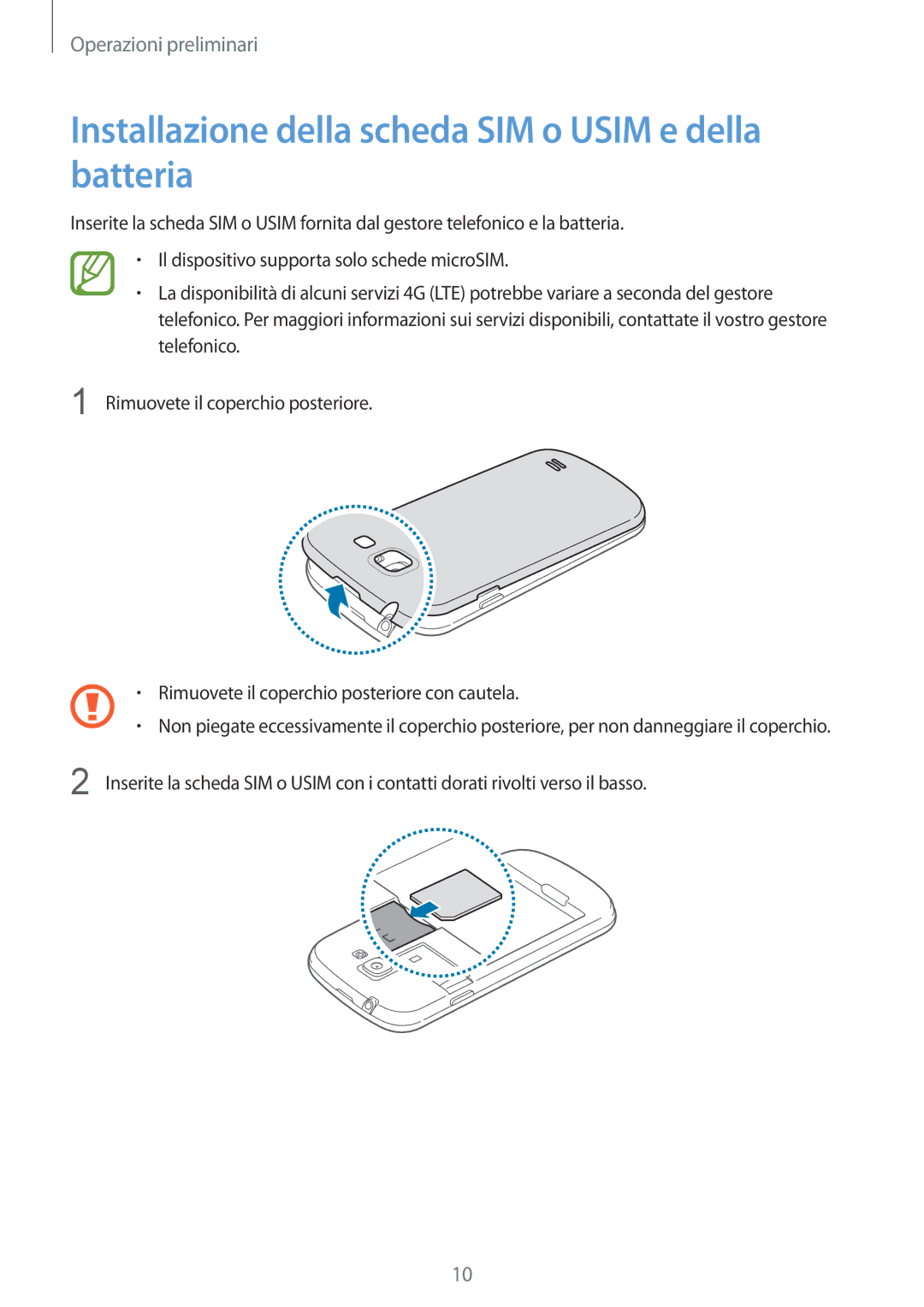 Samsung GT-I8730ZWAITV, GT-I8730TAATIM, GT-I8730ZWATIM manual Installazione della scheda SIM o Usim e della batteria 