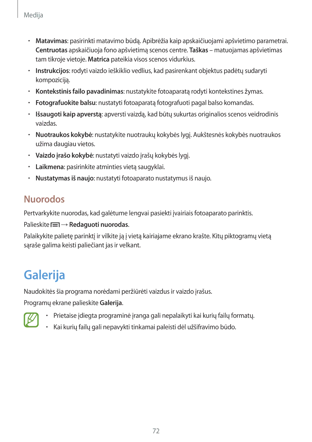 Samsung GT-I8730ZWASEB manual Galerija, Palieskite →Redaguoti nuorodas 