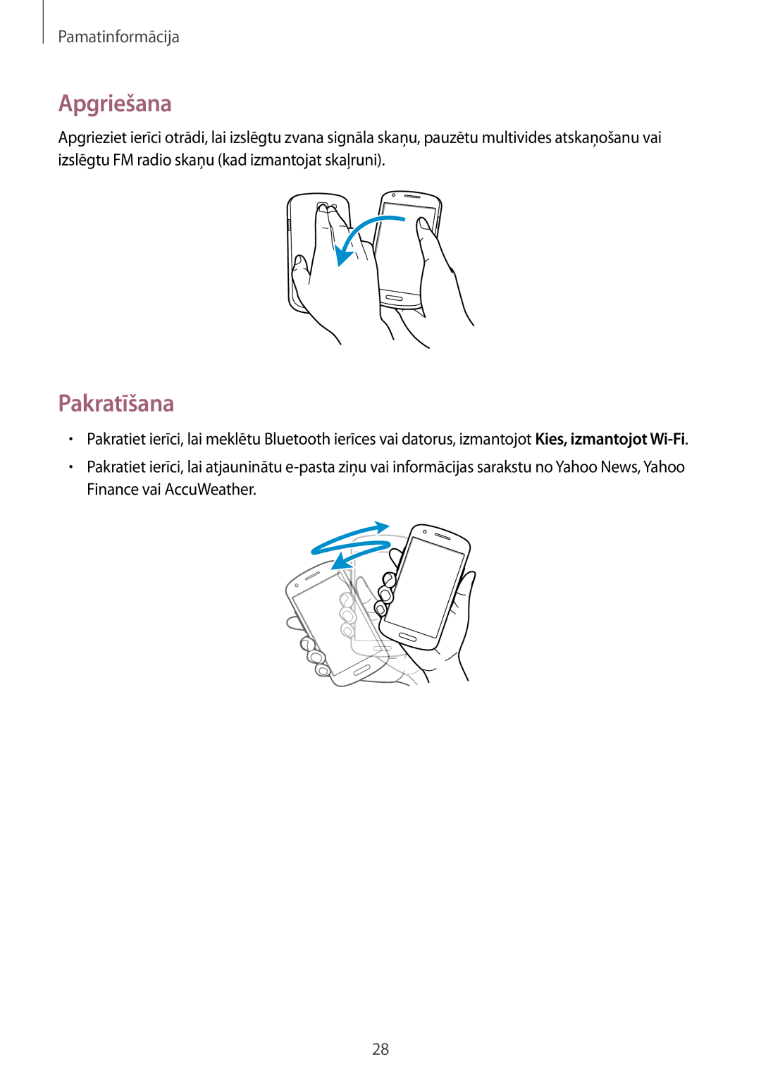 Samsung GT-I8730ZWASEB manual Apgriešana, Pakratīšana 