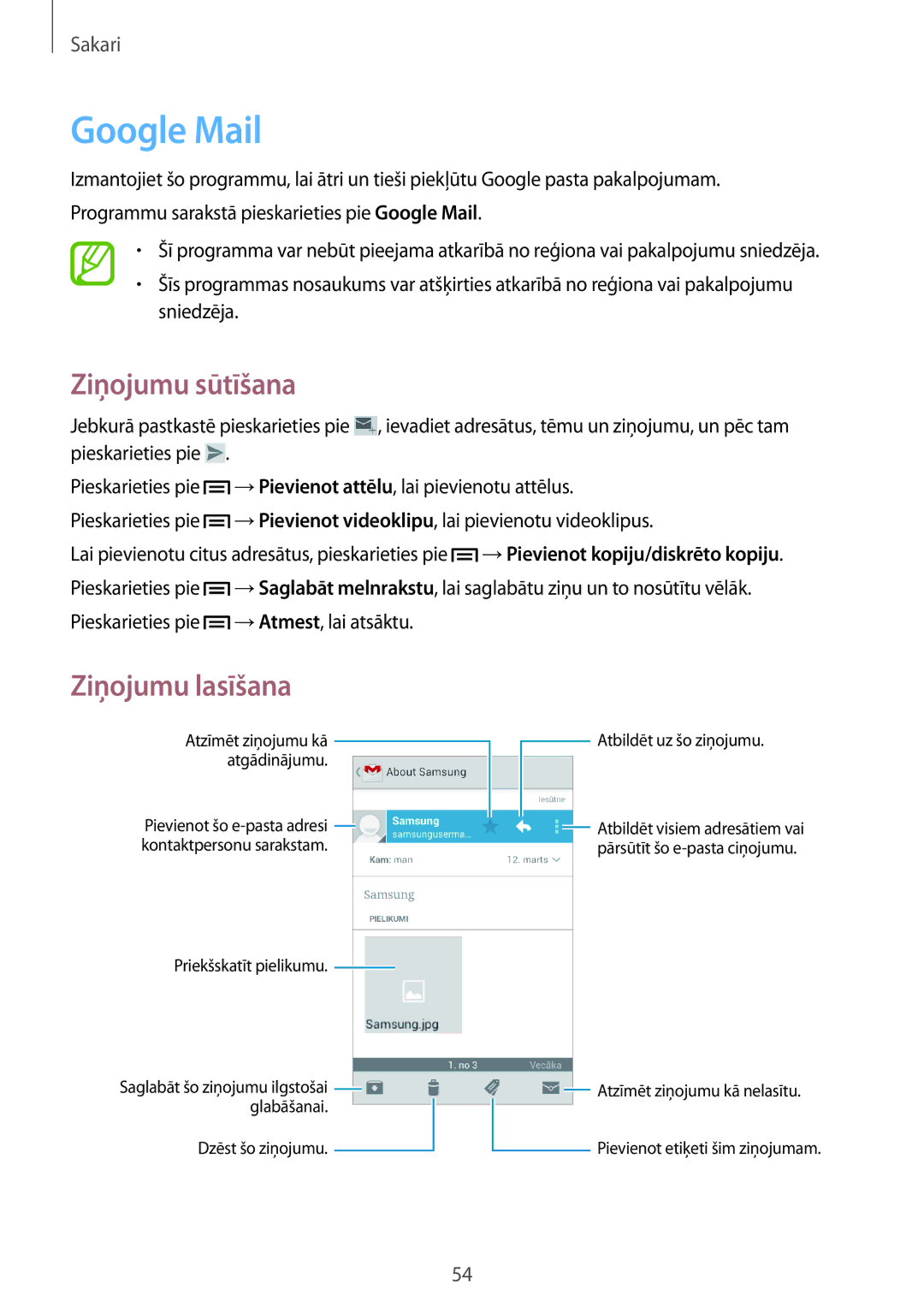 Samsung GT-I8730ZWASEB manual Google Mail, Dzēst šo ziņojumu Atbildēt uz šo ziņojumu 