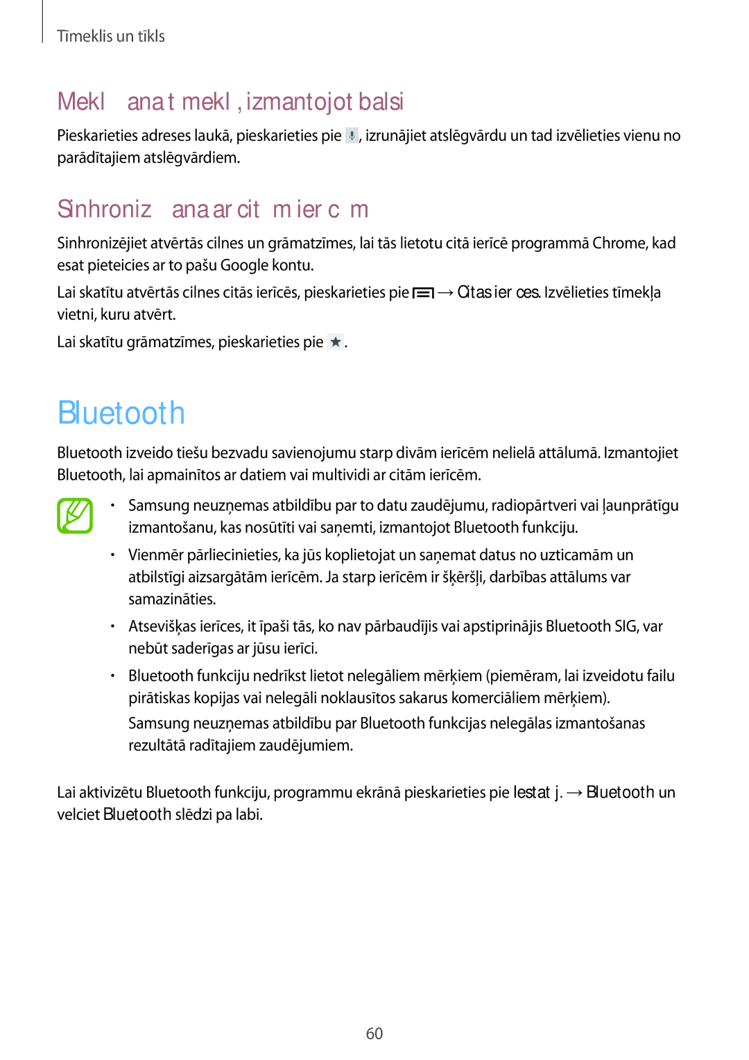 Samsung GT-I8730ZWASEB manual Bluetooth, Sinhronizēšana ar citām ierīcēm 