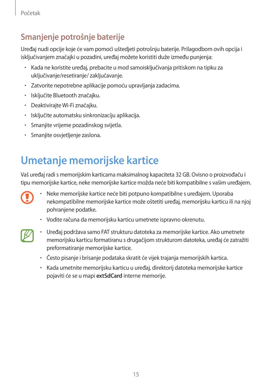 Samsung GT-I8730ZWAVIP manual Umetanje memorijske kartice, Smanjenje potrošnje baterije 