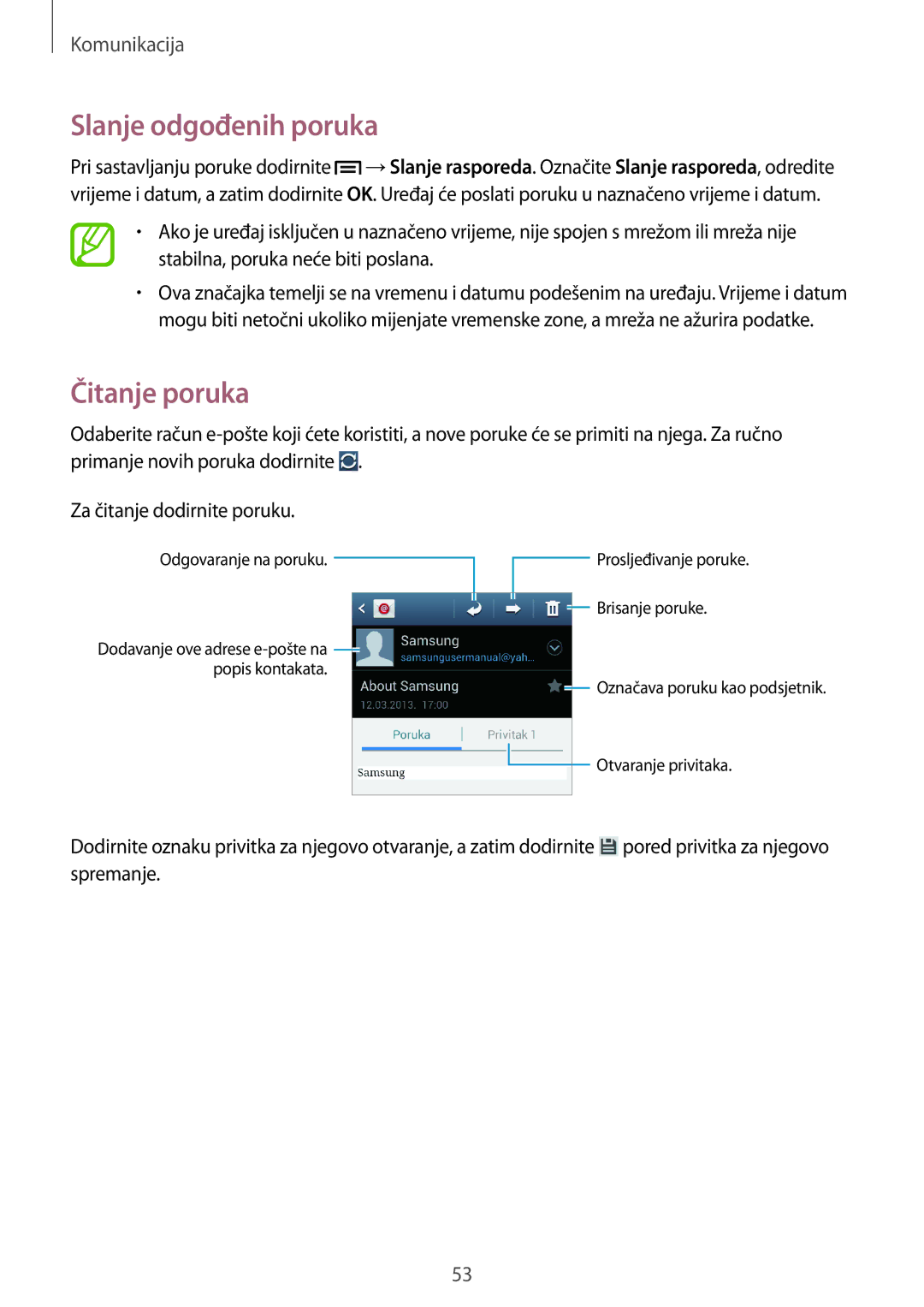 Samsung GT-I8730ZWAVIP manual Čitanje poruka 