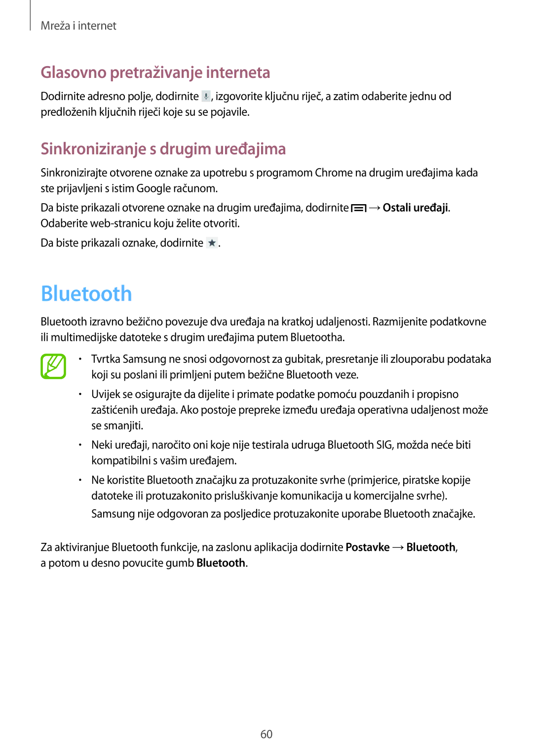 Samsung GT-I8730ZWAVIP manual Bluetooth, Sinkroniziranje s drugim uređajima 