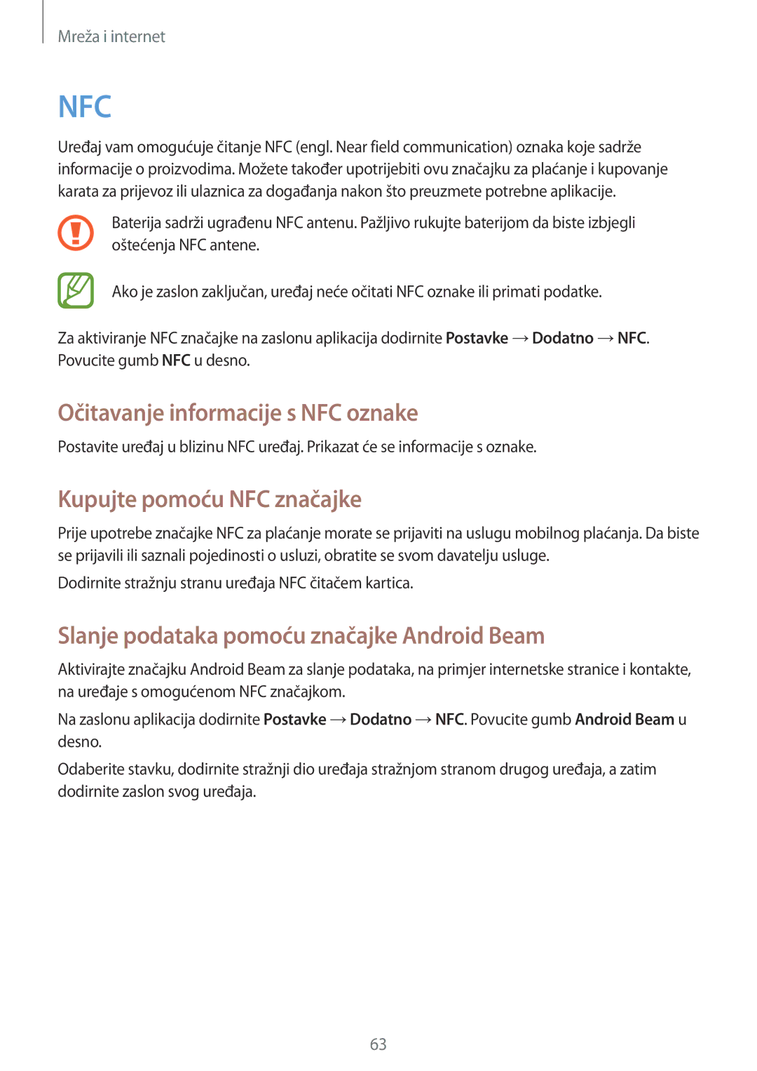 Samsung GT-I8730ZWAVIP manual Očitavanje informacije s NFC oznake, Kupujte pomoću NFC značajke 