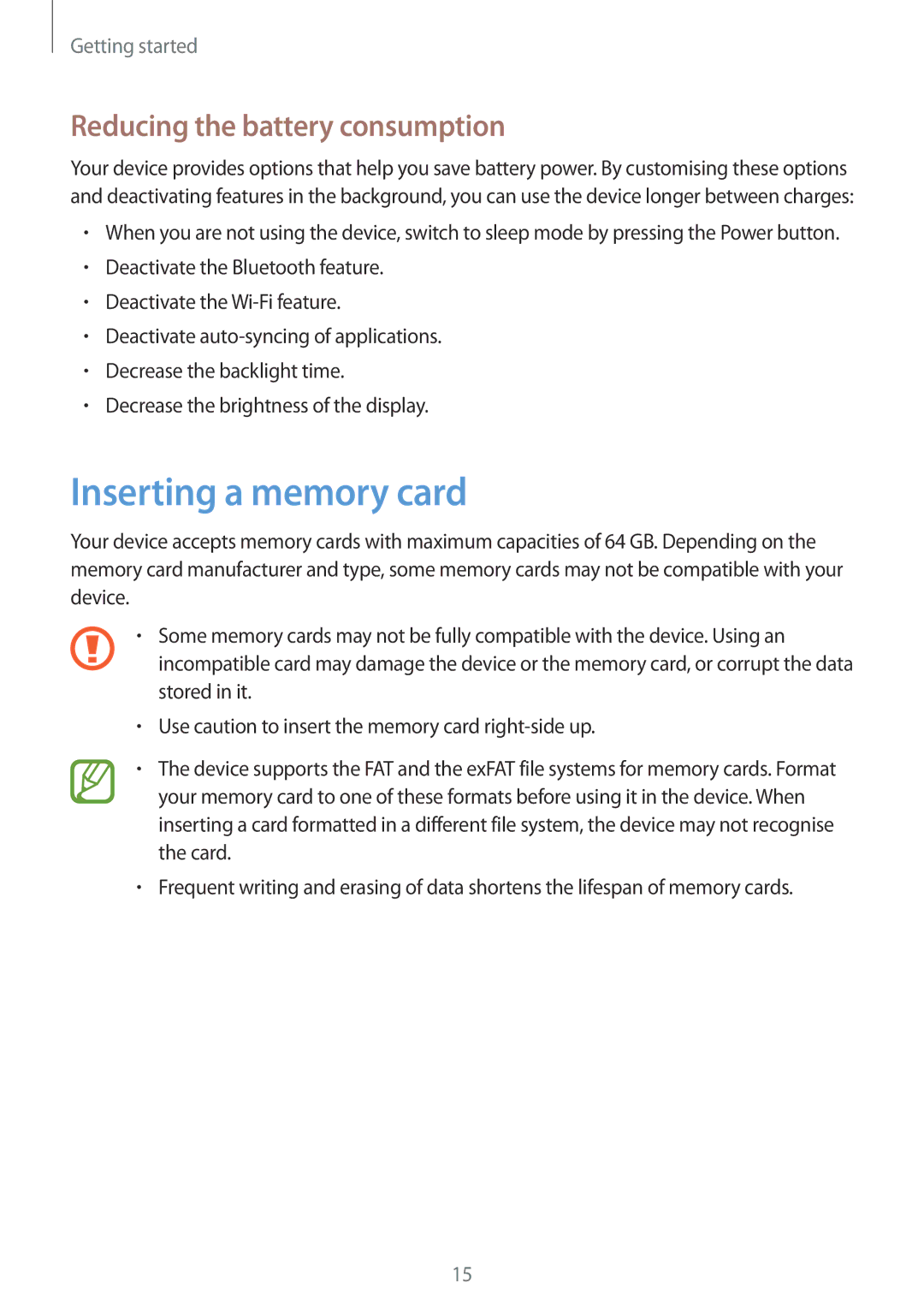 Samsung GT-I8750 user manual Inserting a memory card, Reducing the battery consumption 