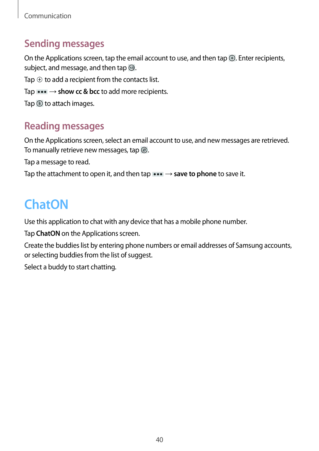 Samsung GT-I8750 user manual ChatON, Reading messages 