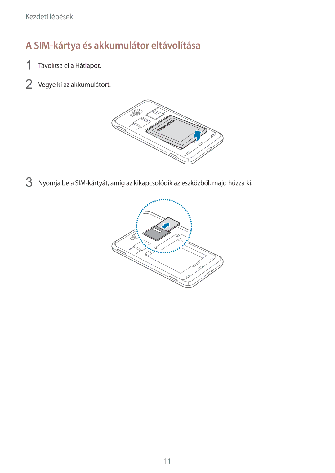 Samsung GT-I8750ALADBT, GT-I8750ALAATO, GT-I8750ALAXEO, GT-I8750ALAVVT, GT-I8750ALAMTL SIM-kártya és akkumulátor eltávolítása 