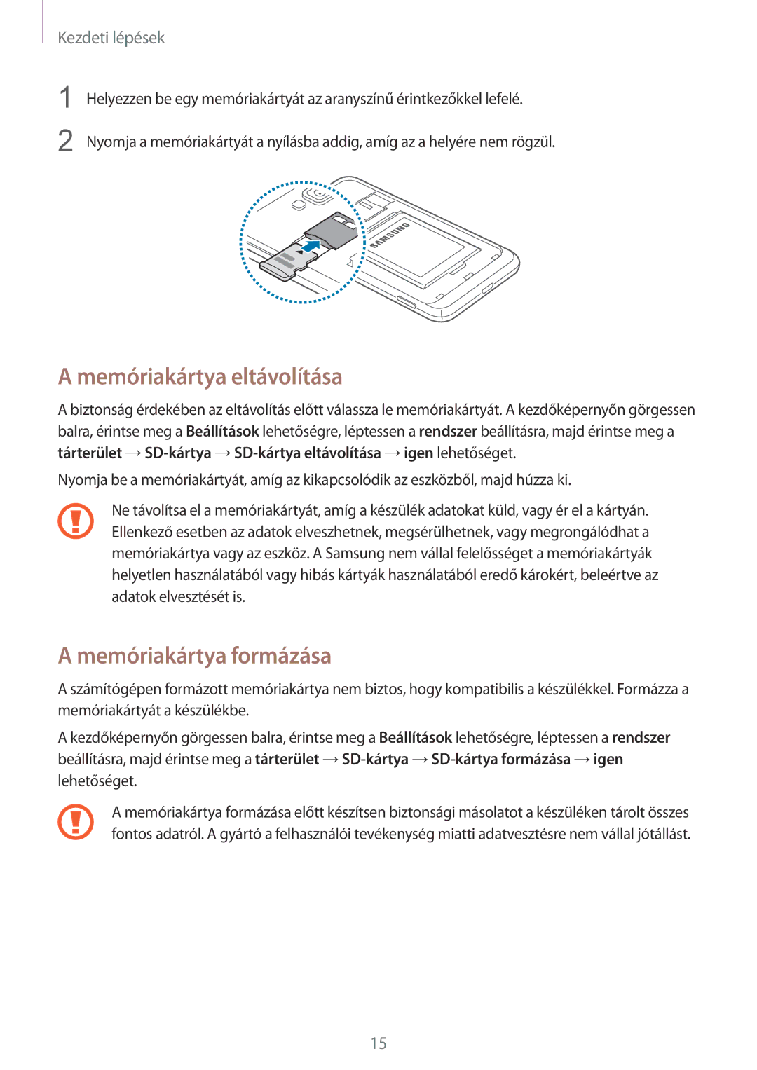 Samsung GT-I8750ALAETL, GT-I8750ALAATO, GT-I8750ALADBT, GT-I8750ALAXEO Memóriakártya eltávolítása, Memóriakártya formázása 