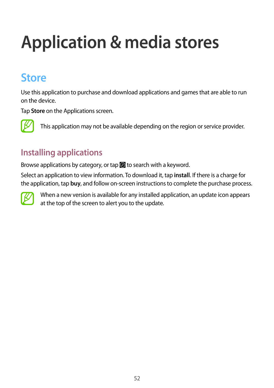 Samsung GT-I8750ALAORX, GT-I8750ALAATO, GT-I8750ALADTM, GT-I8750ALADBT, GT-I8750ALAITV manual Application & media stores, Store 