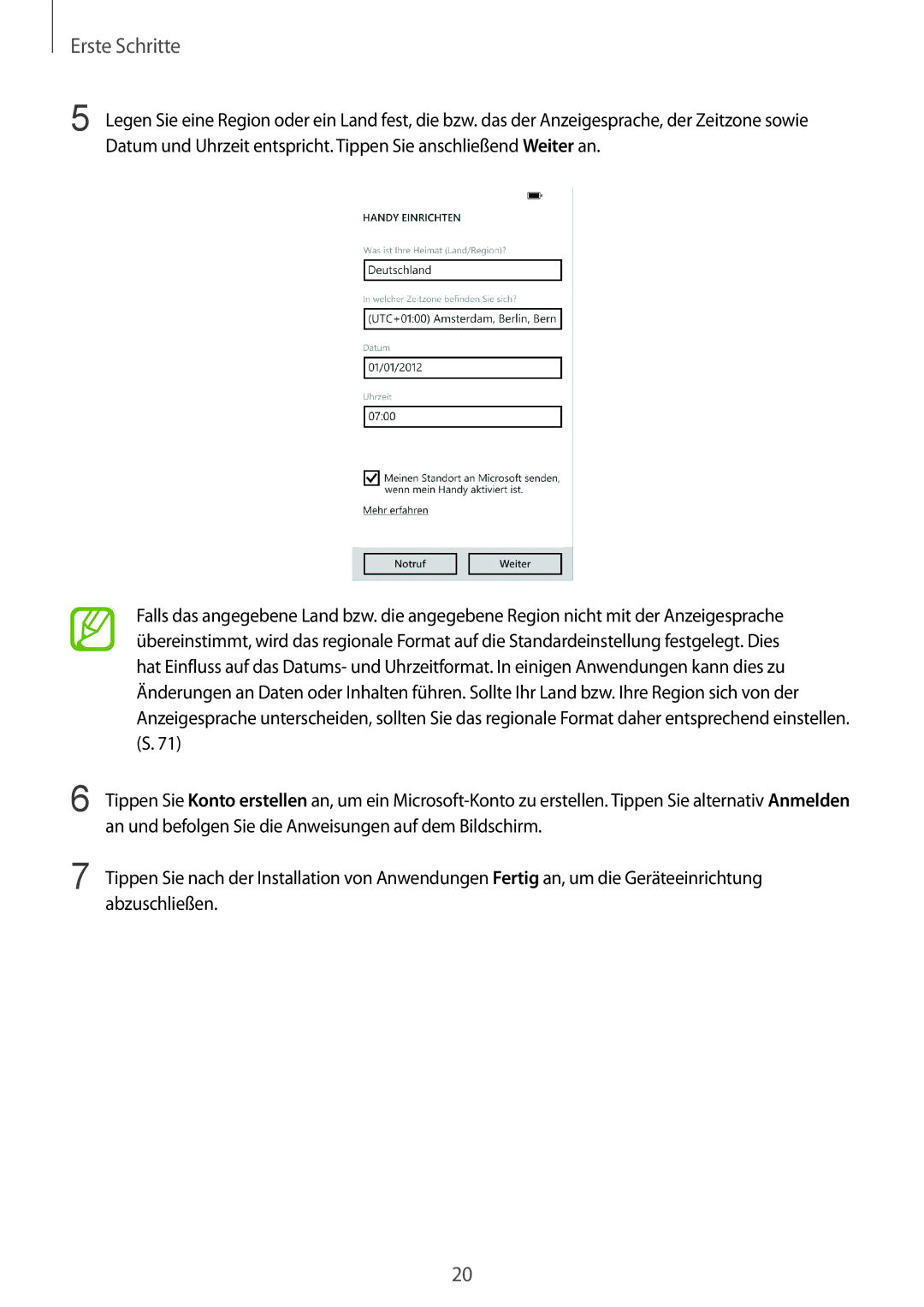 Samsung GT-I8750ALAATO, GT-I8750ALADTM, GT-I8750ALADBT, GT-I8750ALAITV, GT-I8750ALATPH manual Erste Schritte 