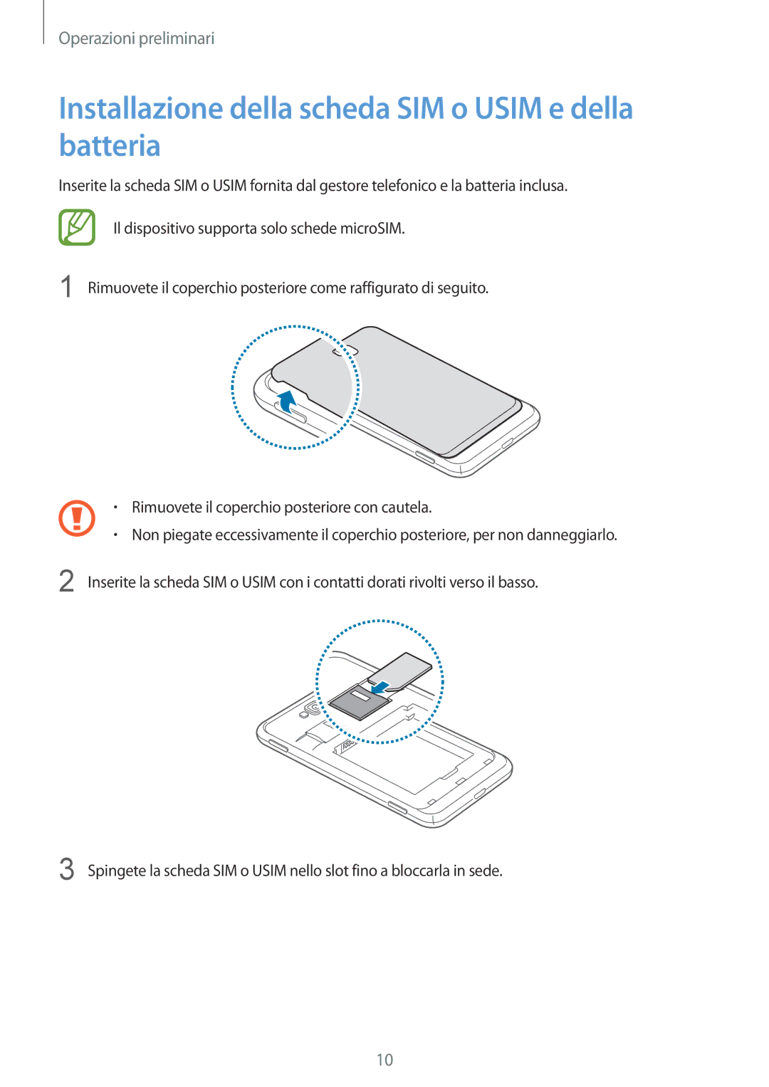 Samsung GT-I8750ALATIM, GT-I8750ALAITV, GT-I8750ALAXEO manual Installazione della scheda SIM o Usim e della batteria 