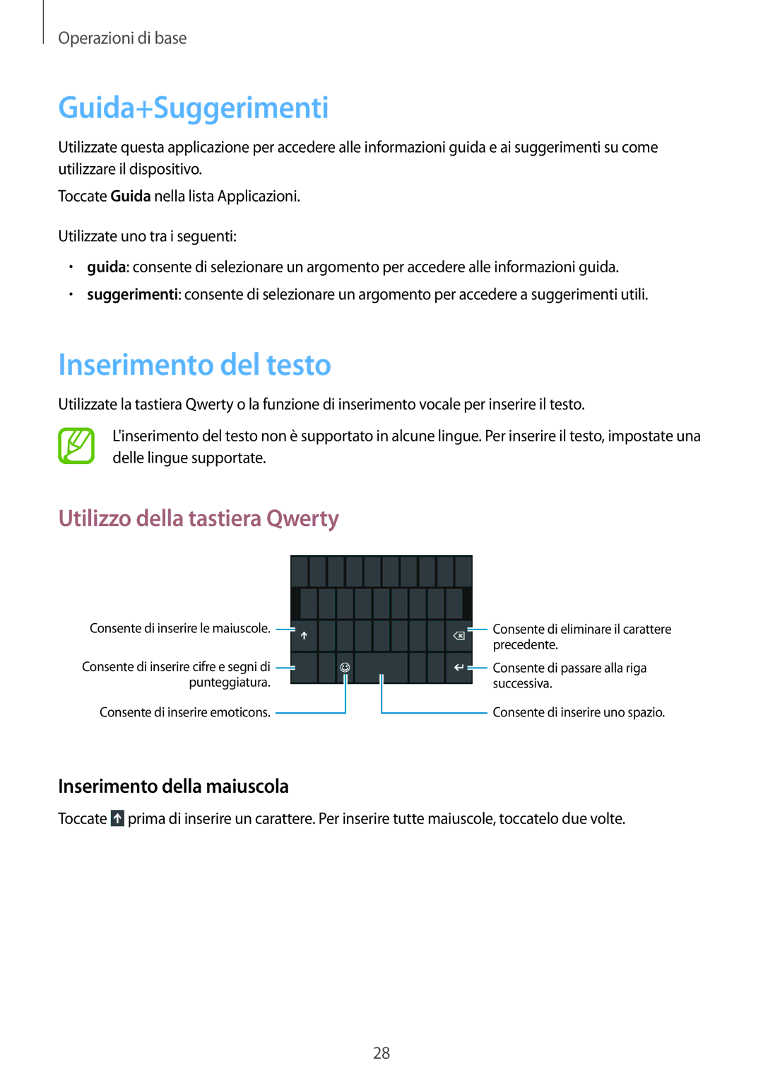 Samsung GT-I8750ALAITV, GT-I8750ALAXEO manual Guida+Suggerimenti, Inserimento del testo, Utilizzo della tastiera Qwerty 