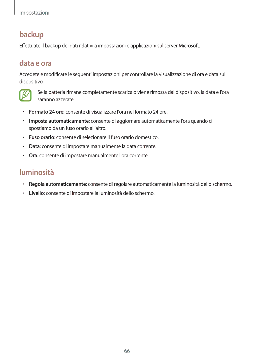 Samsung GT-I8750ALATIM, GT-I8750ALAITV, GT-I8750ALAXEO, GT-I8750ALAHUI manual Backup, Data e ora, Luminosità 
