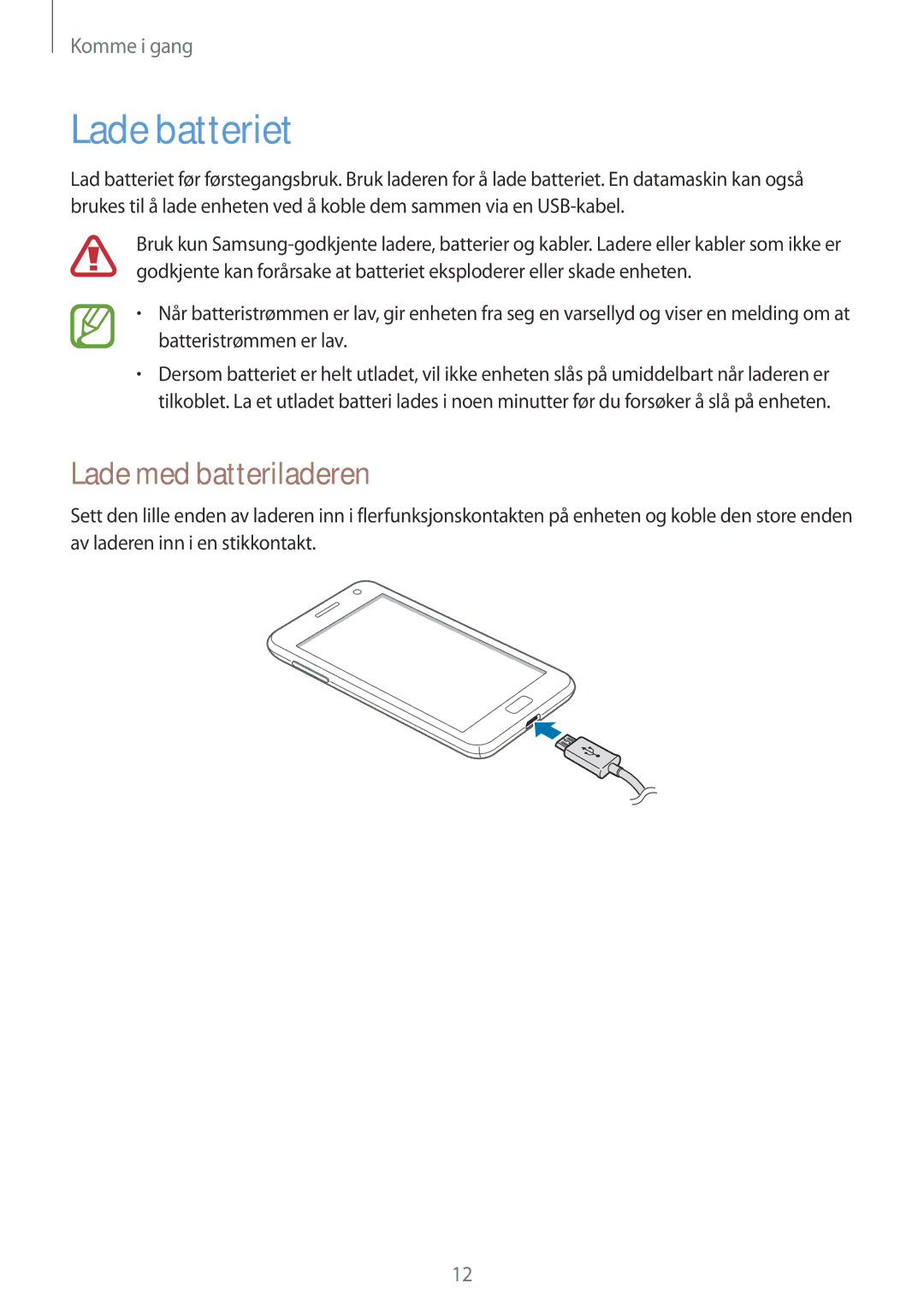 Samsung GT-I8750ALANEE manual Lade batteriet, Lade med batteriladeren 