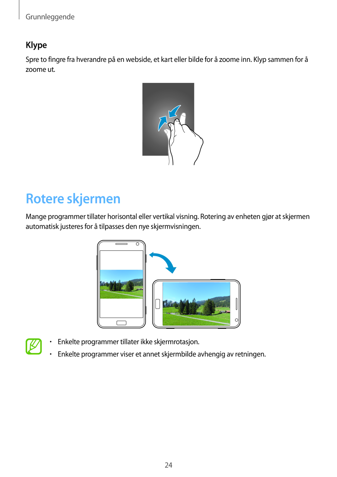 Samsung GT-I8750ALANEE manual Rotere skjermen, Klype 