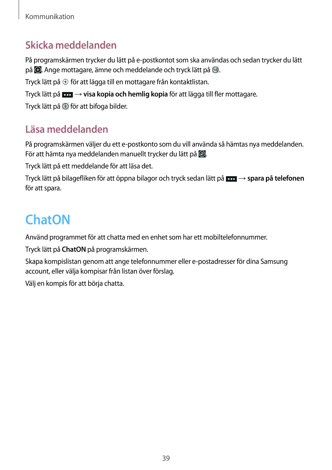 Samsung GT-I8750ALANEE manual ChatON, Läsa meddelanden 