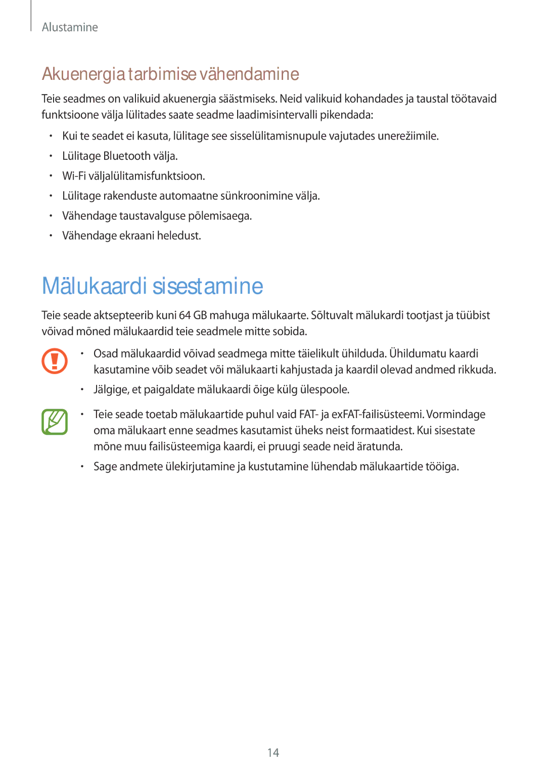 Samsung GT-I8750ALASEB manual Mälukaardi sisestamine, Akuenergia tarbimise vähendamine 