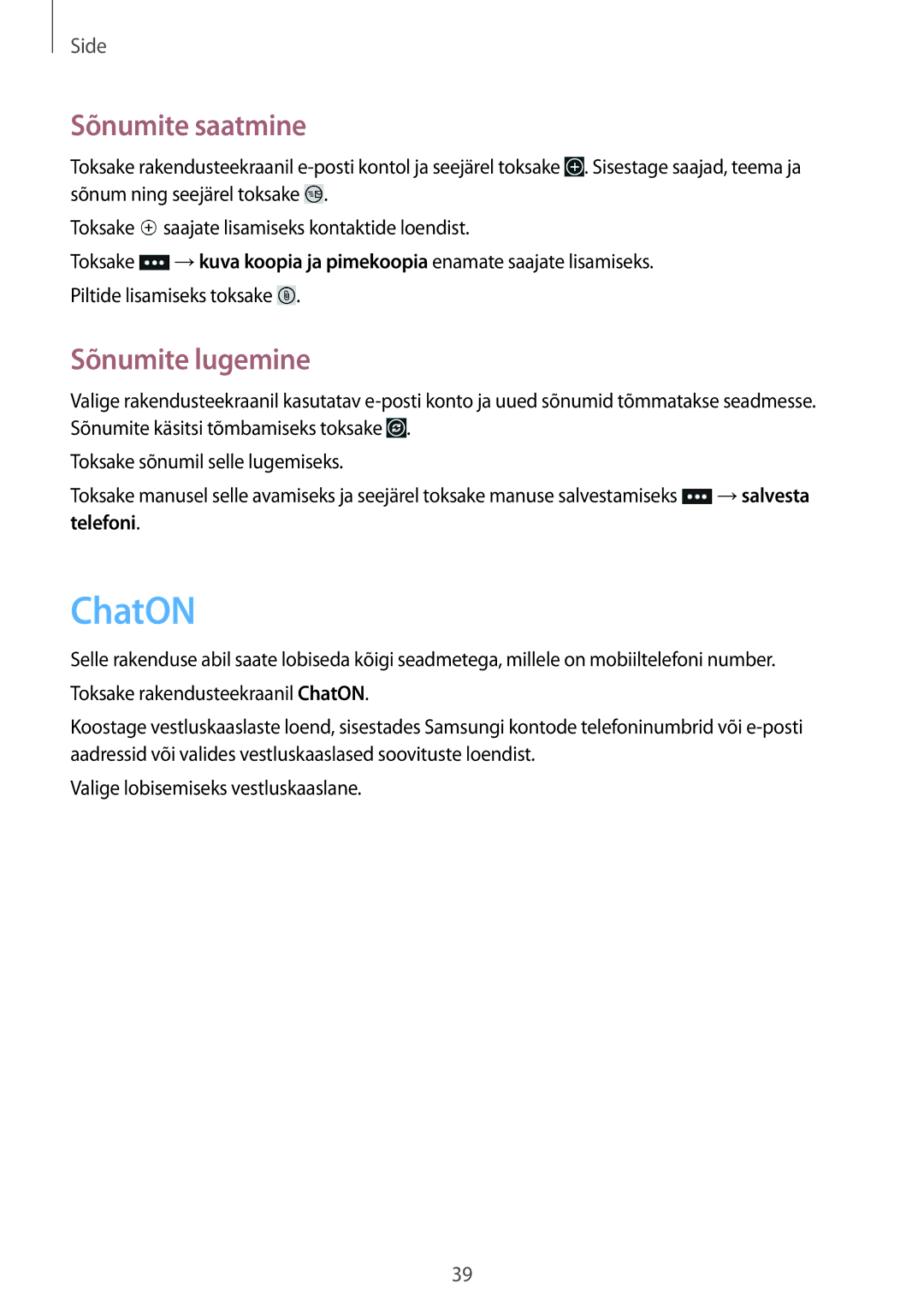 Samsung GT-I8750ALASEB manual ChatON, Sõnumite lugemine 