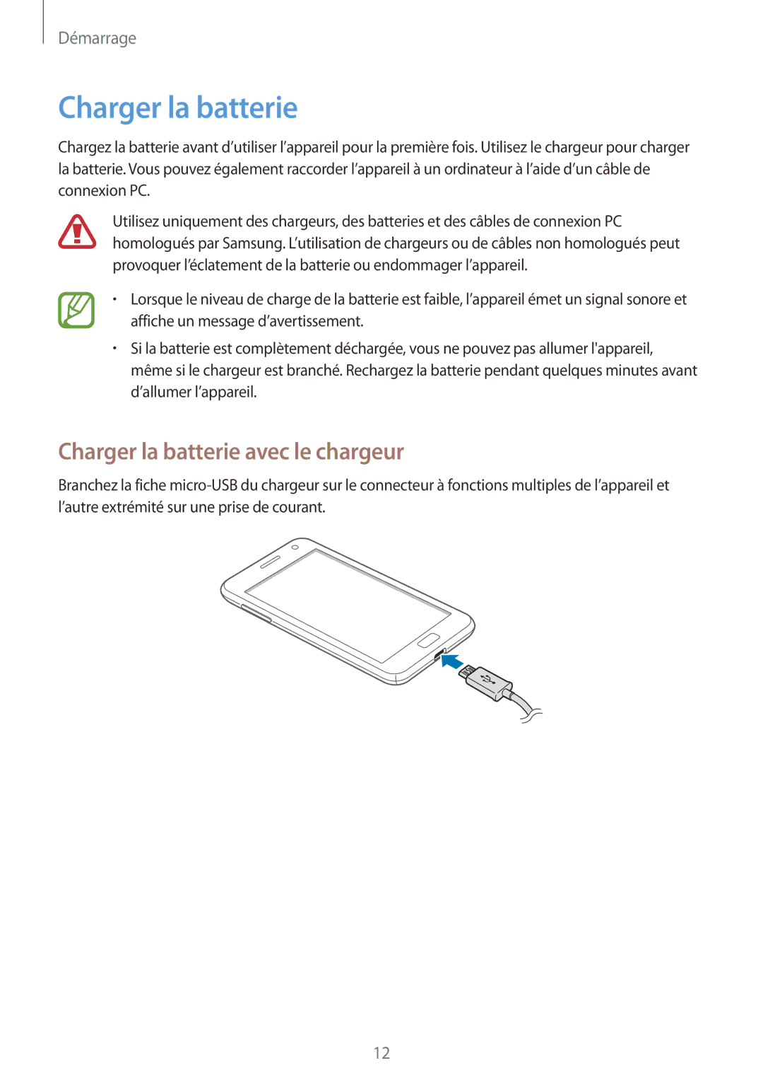 Samsung GT-I8750ALAXEF manual Charger la batterie avec le chargeur 