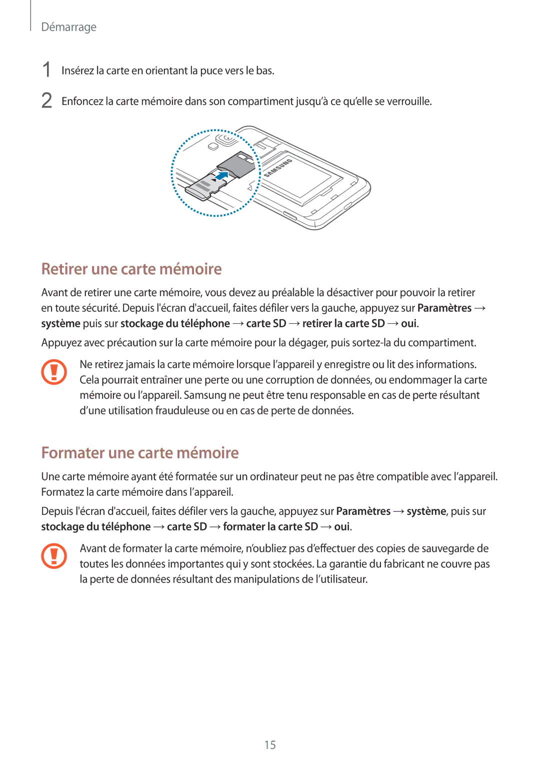 Samsung GT-I8750ALAXEF manual Retirer une carte mémoire, Formater une carte mémoire 