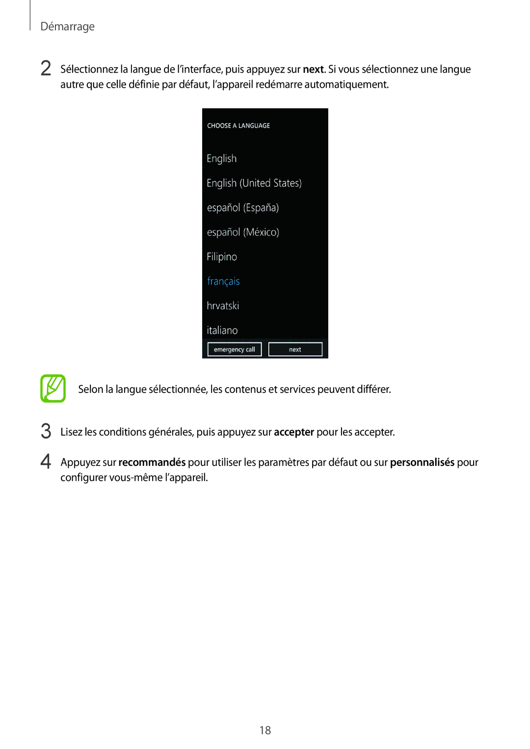 Samsung GT-I8750ALAXEF manual Démarrage 