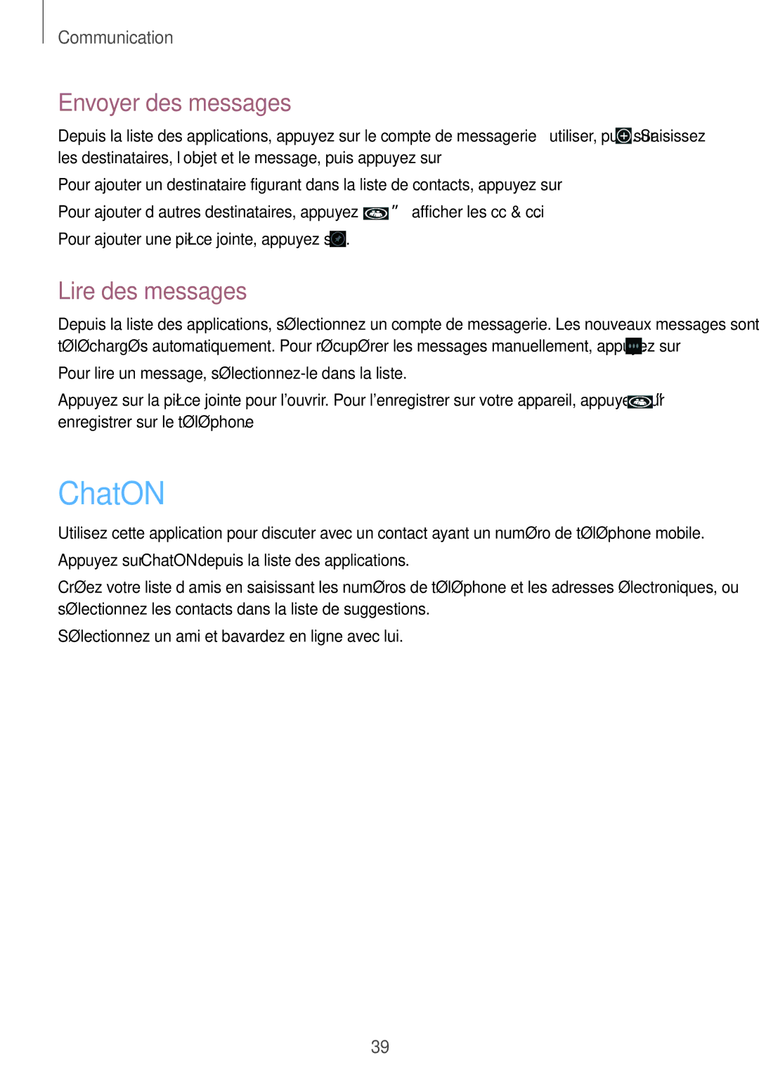 Samsung GT-I8750ALAXEF manual ChatON, Lire des messages 