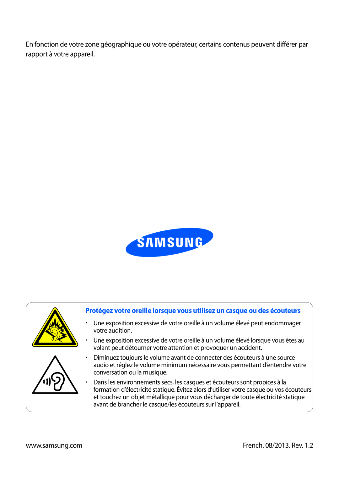 Samsung GT-I8750ALAXEF manual French /2013. Rev 