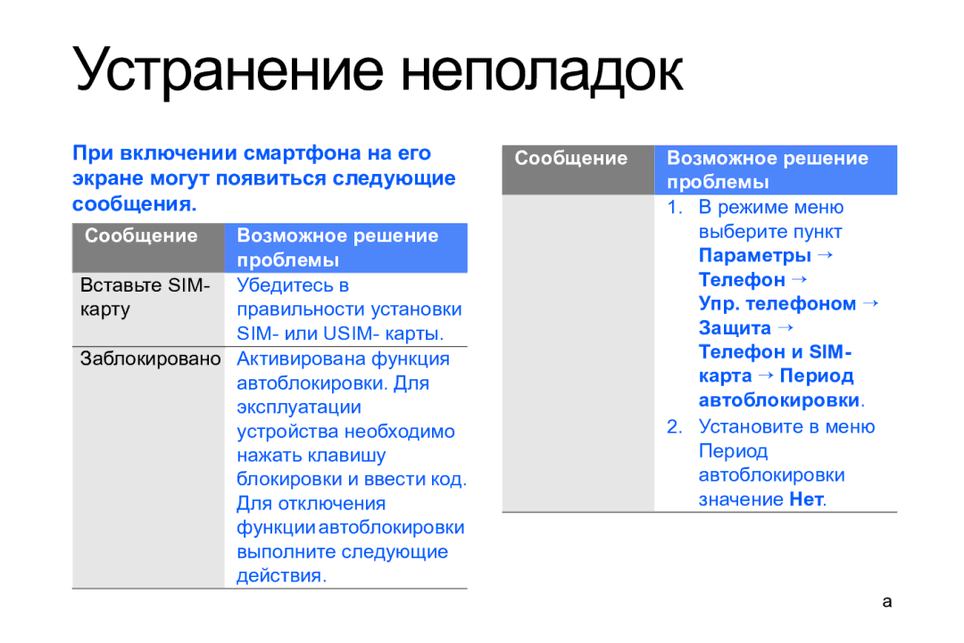 Samsung GT-I8910TSASER, GT-I8910DKASKZ, GT-I8910DKASER, GT-I8910DKCSER manual Устранение неполадок 