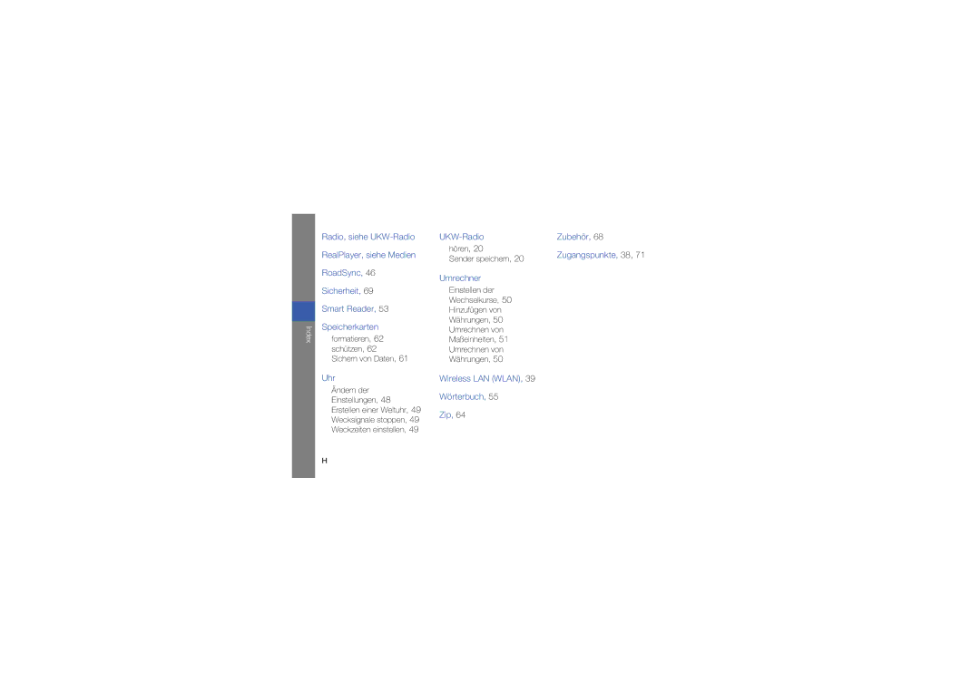 Samsung GT-I8910DKAXEO, GT-I8910DKCDBT, GT-I8910DKASUN manual Formatieren Schützen Sichern von Daten, Hören Sender speichern 