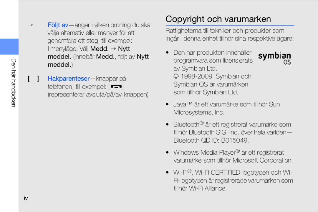 Samsung GT-I8910DKRXEE, GT-I8910DKPXEE manual Copyright och varumarken 