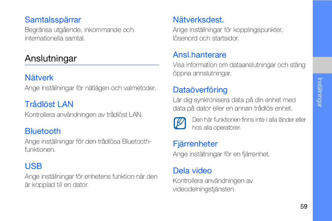 Samsung GT-I8910DKPXEE, GT-I8910DKRXEE manual Anslutningar 