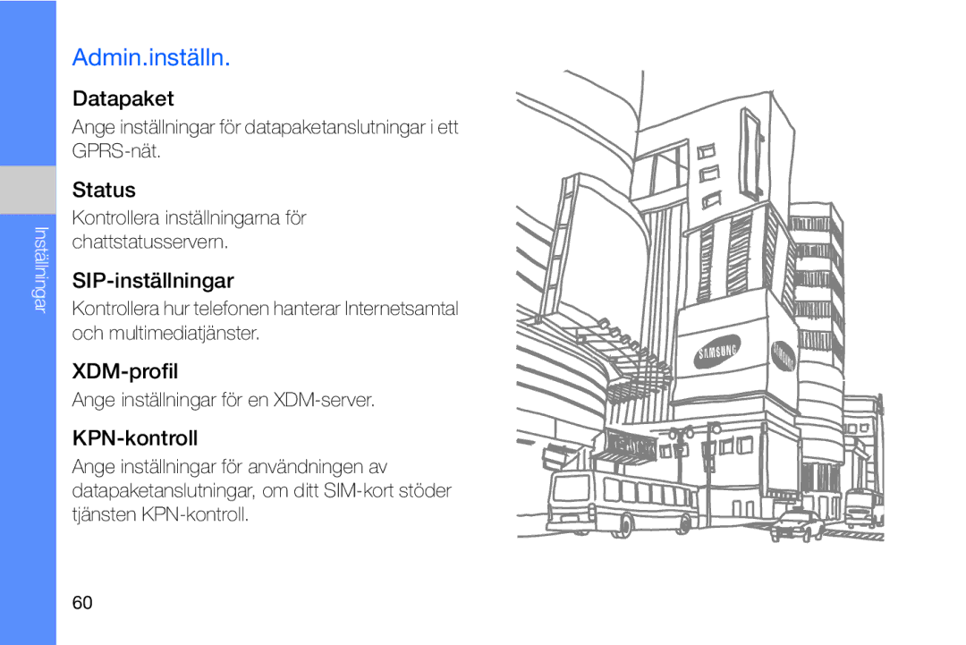 Samsung GT-I8910DKRXEE, GT-I8910DKPXEE manual Admin.inställn 