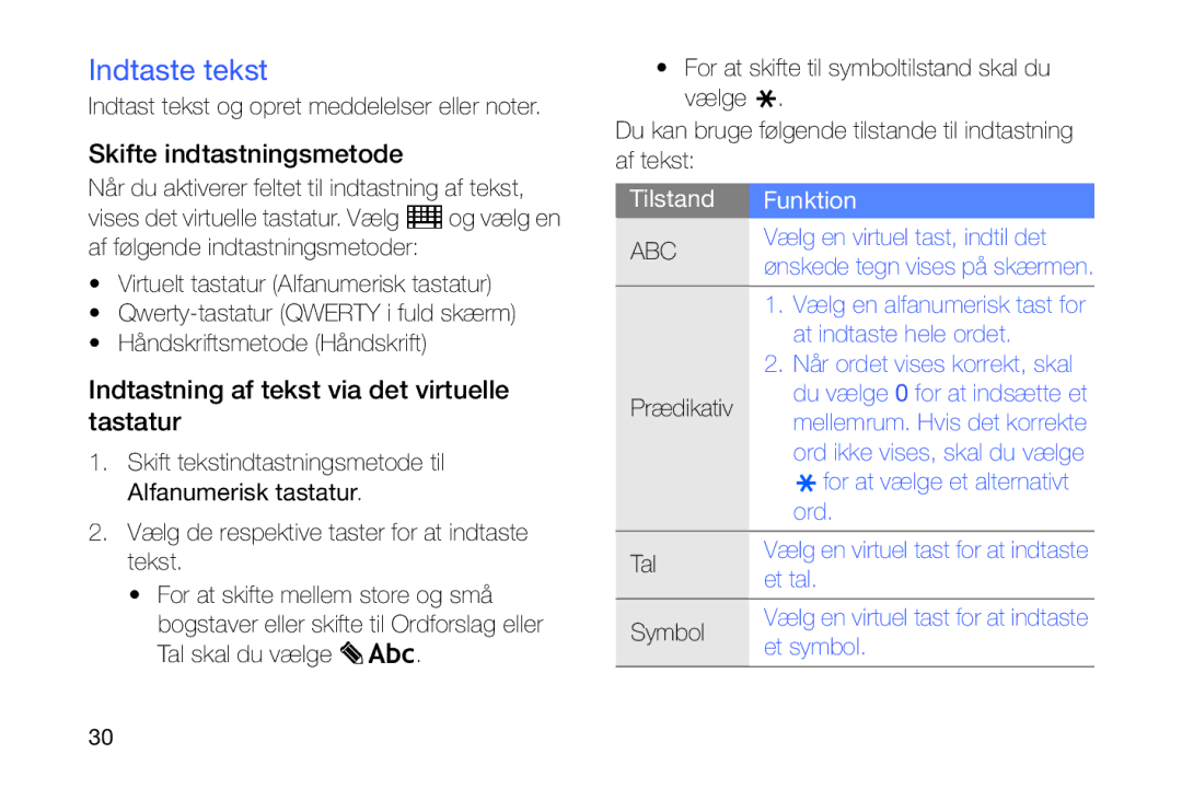 Samsung GT-I8910DKRXEE, GT-I8910DKPXEE manual Indtaste tekst 