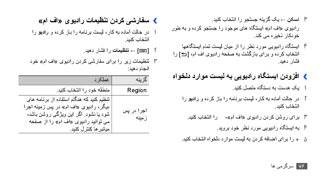 Samsung GT-I9000HKAABS, GT-I9000HKAAND »ما فا« یویدار تامیظنت ندرک یشرافس››, هاوخلد دراوم تسیل هب ییویدار هاگتسیا ندوزفا›› 