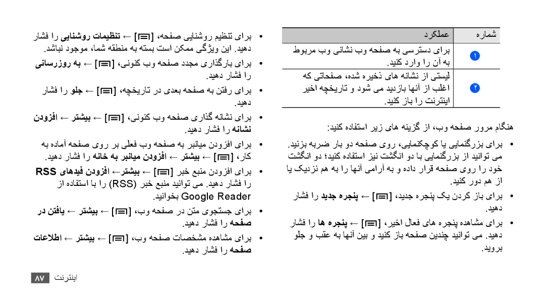 Samsung GT-I9000HKAAFR, GT-I9000HKAAND, GT-I9000HKAKSA manual ديهد راشف ار هناخ هب ربنايم ندوزفا ← رتشيب ← ،راک, دیورب 