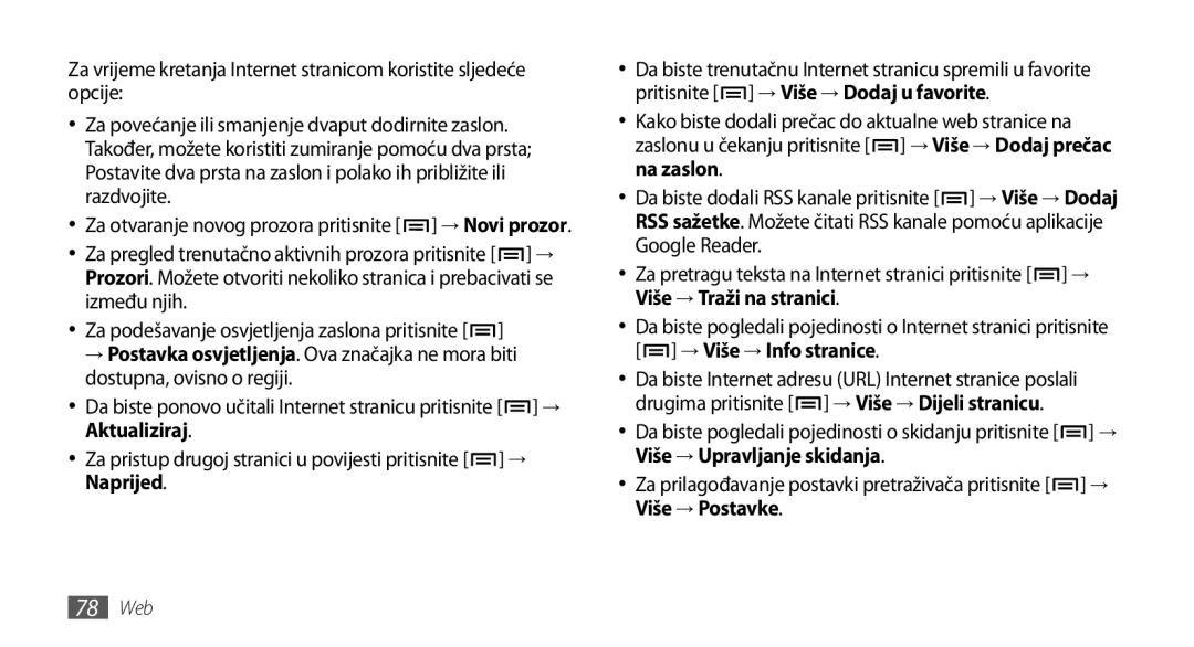 Samsung GT-I9000HKDCRO, GT-I9000HKDVIP, GT-I9000HKDXEU manual Naprijed, Više → Upravljanje skidanja, Više → Postavke 